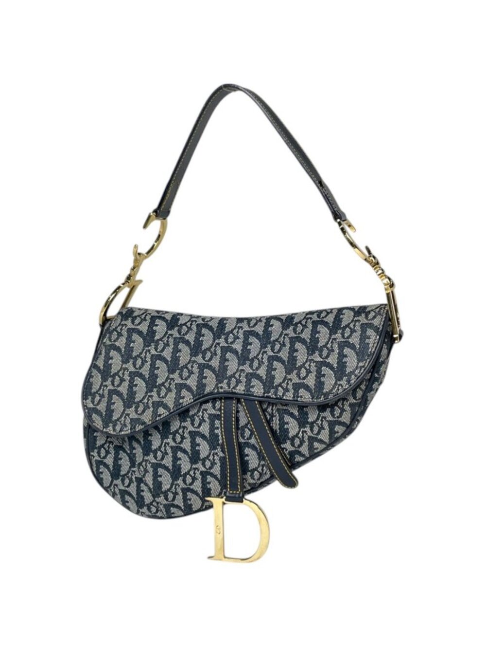 Dior Shoulder Bag Trotter Pattern Canvas Navy
